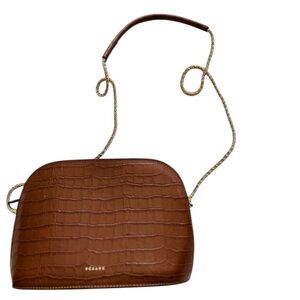 Sezane victor Brown Croc-Embossed Women Bag NEW
